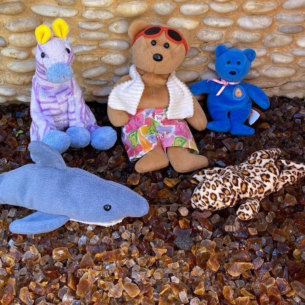 Lot of 5 TY Beanie Babies Kids Plush Toys Stuffed Animal One Size. EUC